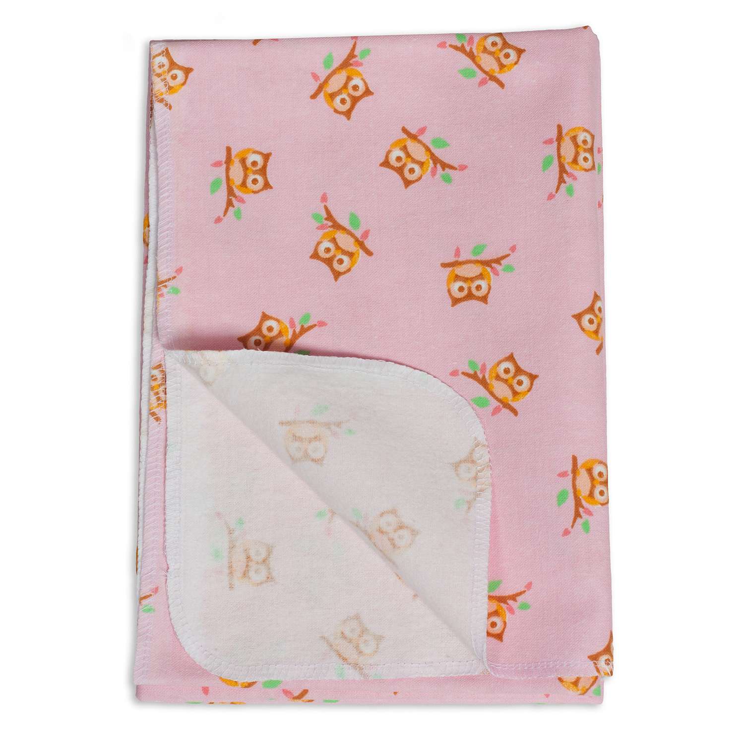 Пеленка фланелевая Чудо-чадо для новорожденных Совушки 85х120 см 1 шт розовая - фото 3
