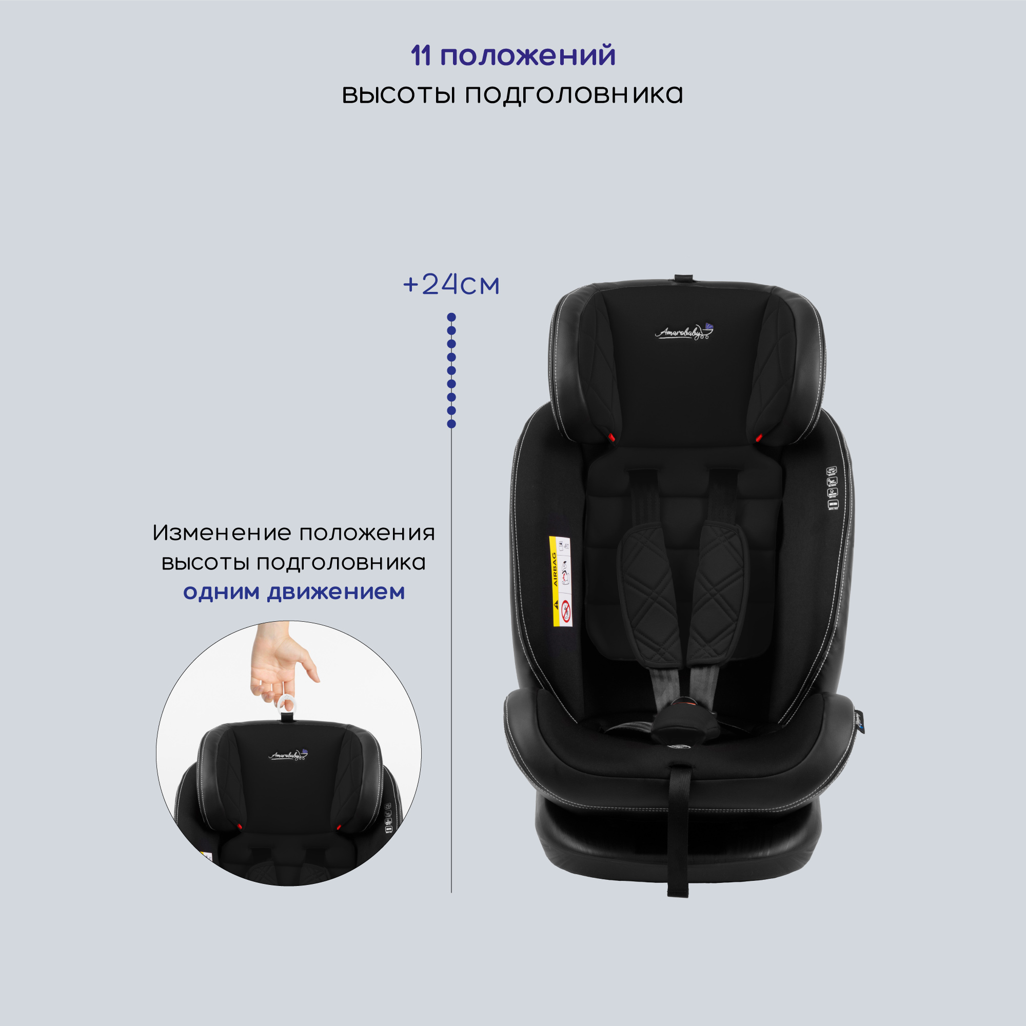 Автокресло детское AmaroBaby ST-3 Isofix класс D группа 0+ 1 2 3 черный - фото 10