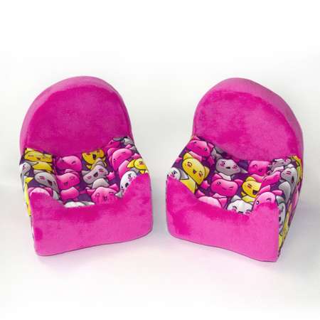 Набор мебели для кукол Belon familia Принт хор котят фиолетовый 2 кресла с подушками