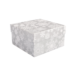 Коробка подарочная Cartonnage Снежинки серый металлик квадратная