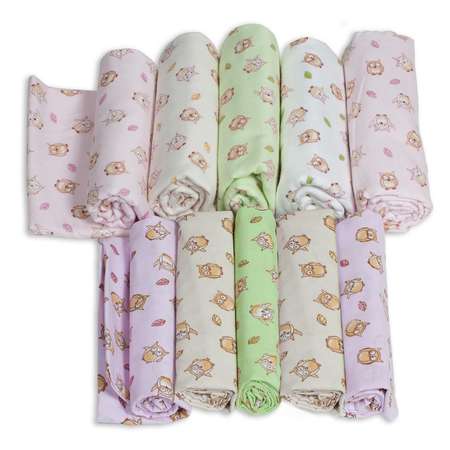 Набор пеленок Чудо-чадо подарочный набор для девочки «Совушки» 10 шт