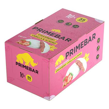 Печенье протеиновое Primebar клубника-ваниль-миндаль в глазури 35г*10шт
