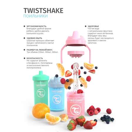 Поильник-непроливайка Twistshake Пастельный зелёный 230 мл 4 мес+