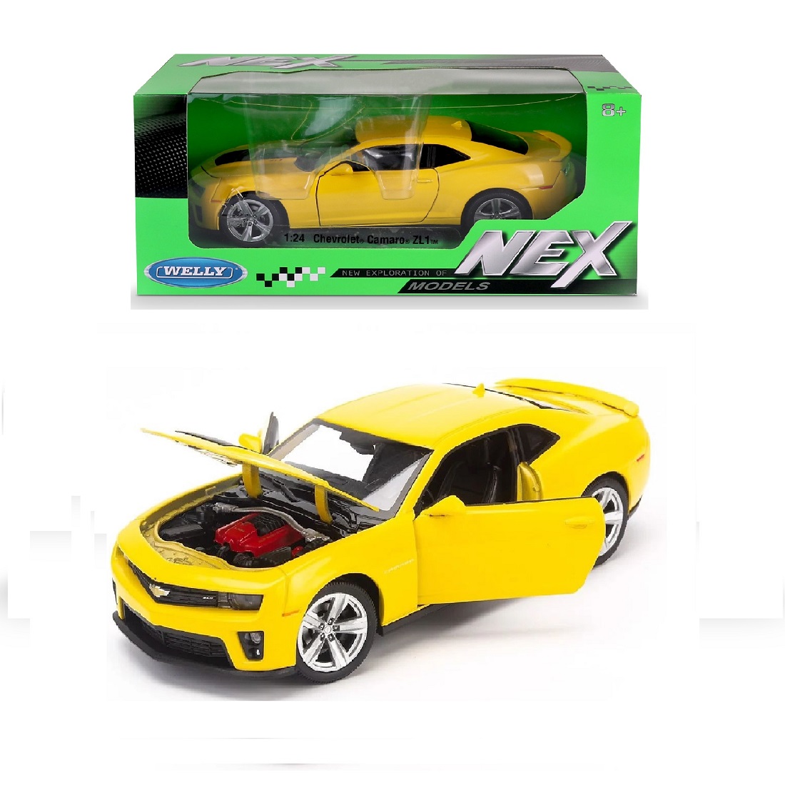 Автомобиль Welly Chevrolet 1:24 желтый 24042W - фото 1