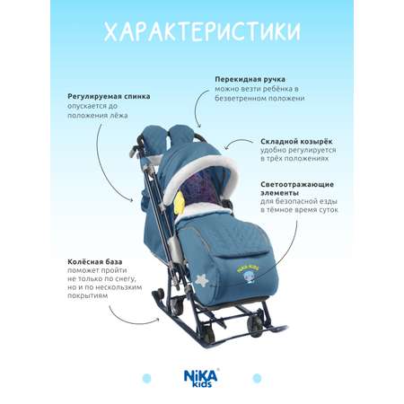 Зимние санки-коляска Nika kids прогулочные для детей