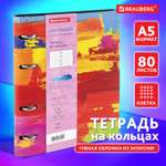 Тетрадь на кольцах Brauberg со сменным блоком А5 80л под кожу Colors