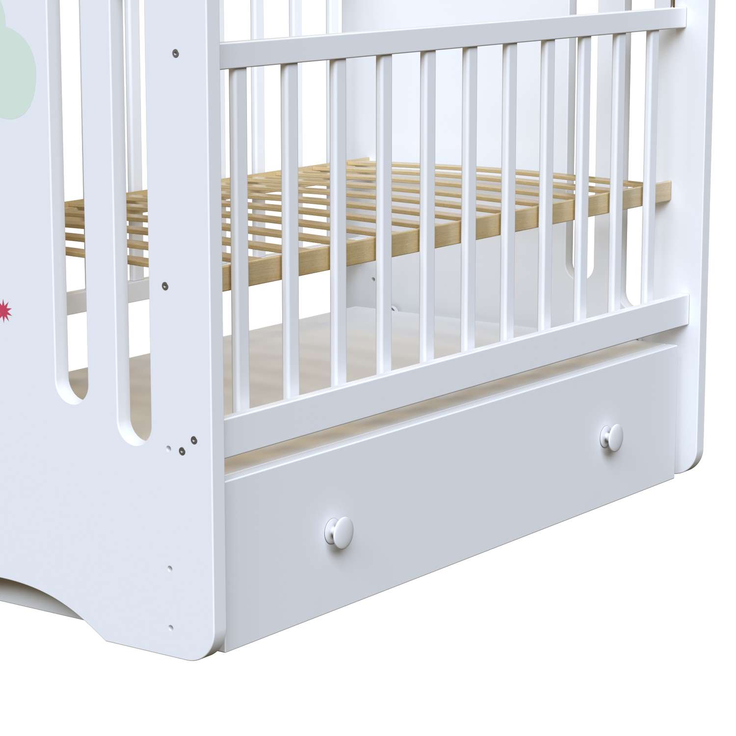 Детская кроватка ВДК прямоугольная, продольный маятник (белый) - фото 2