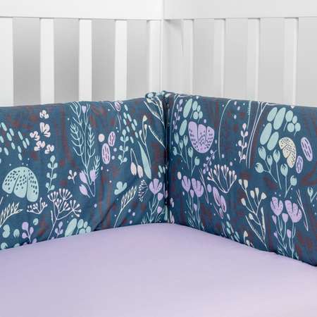 Бортик в кроватку AmaroBaby на молнии: 4 подушки AmaroBaby Flower dreams фиолетовый