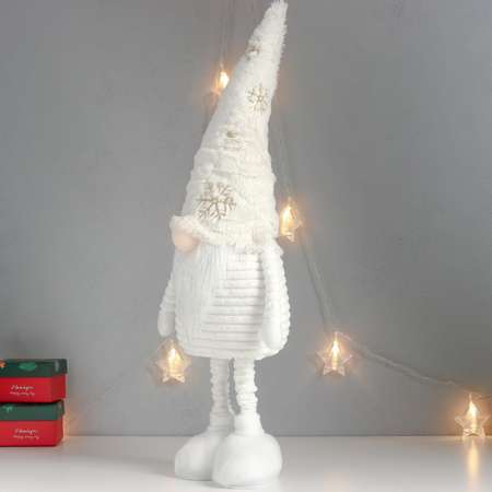 Кукла интерьерная Зимнее волшебство «Дед Мороз в белом колпаке с золотом» раздвижной 80х22х14 см