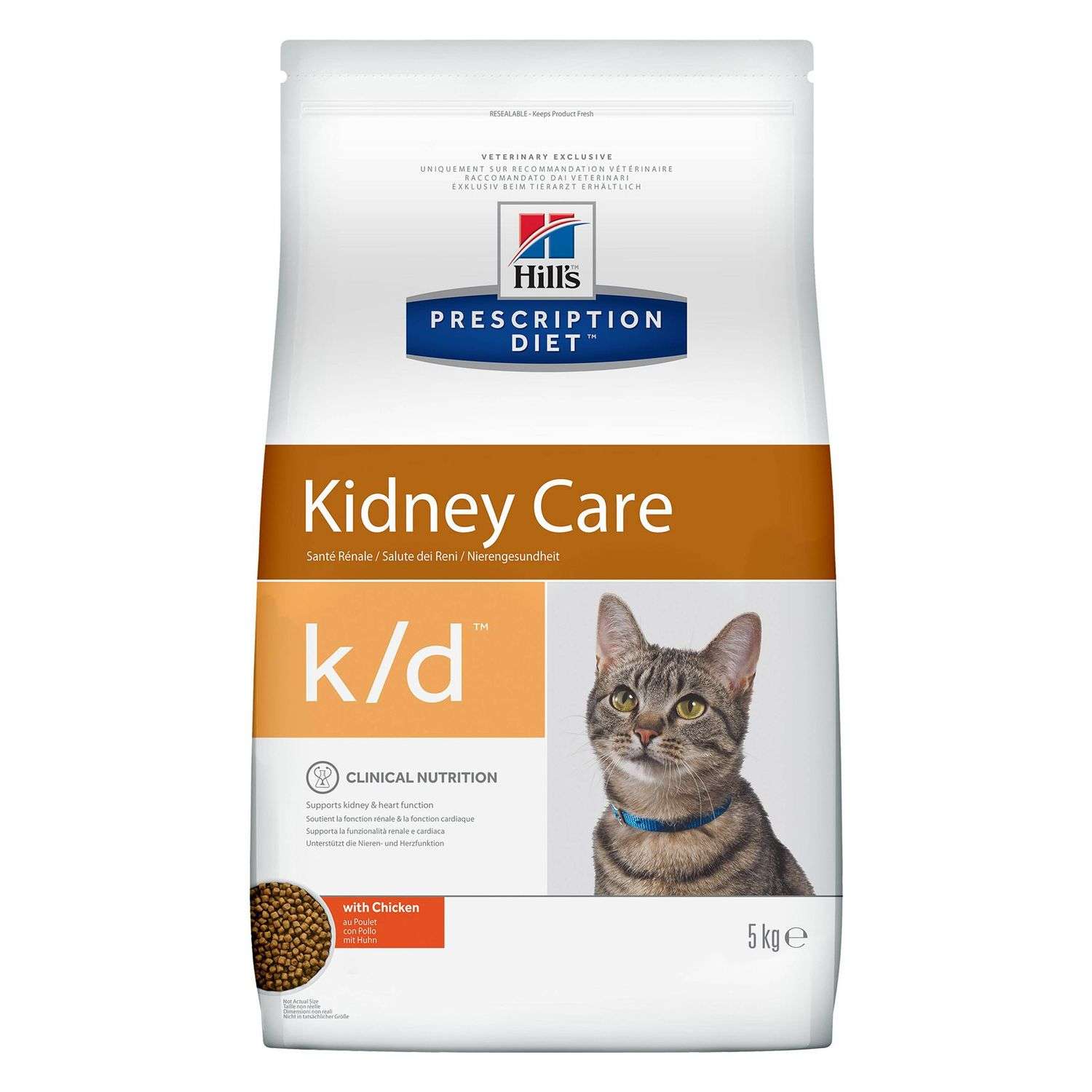 Корм для кошек HILLS 5кг Prescription Diet k/d Kidney Care для здоровья почек с курицей сухой - фото 1