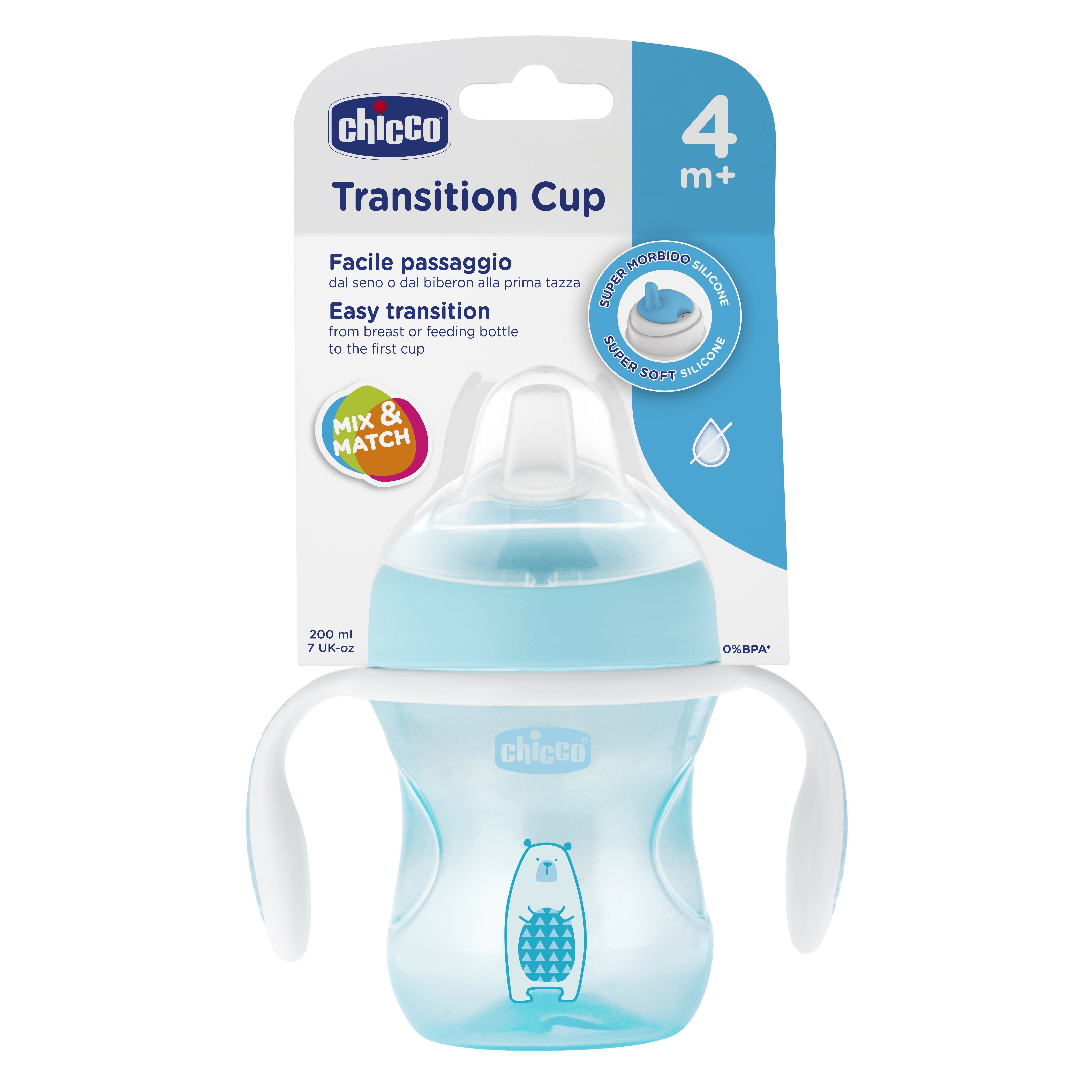 Поильник Chicco Transition Cup с носиком 200мл с 4месяцев Голубой - фото 2