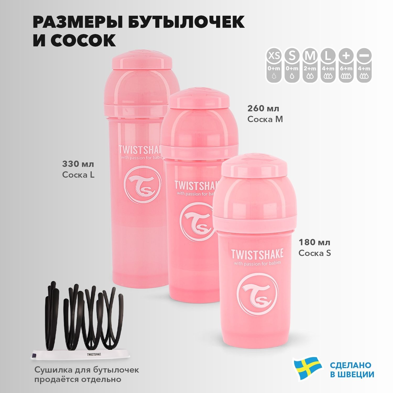 Бутылочка Twistshake Антиколиковая Пастельный розовый 180 мл 0 мес+ - фото 6