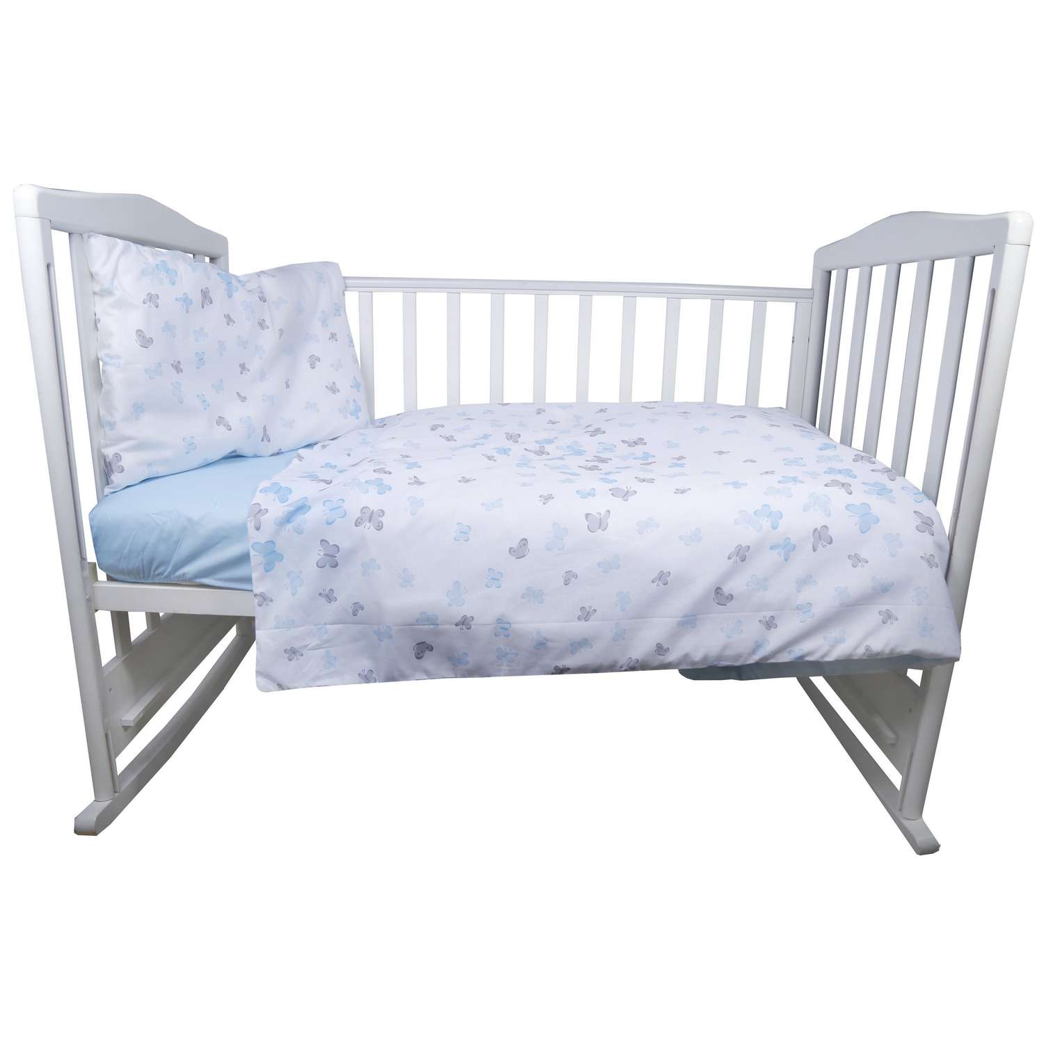 Комплект постельного белья Эдельвейс Бабочки 3предмета Голубой 10043 - фото 1