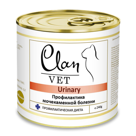 Корм для кошек Clan vet urinary профилактика МКБ диетические консервы 240г