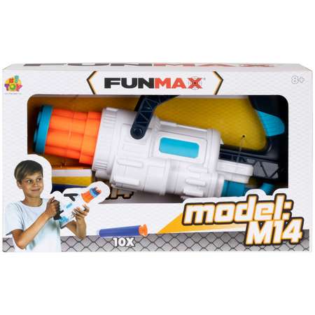 Бластер FunMax 1TOY M14 механический 6 стволов и 10 снарядов с присосками