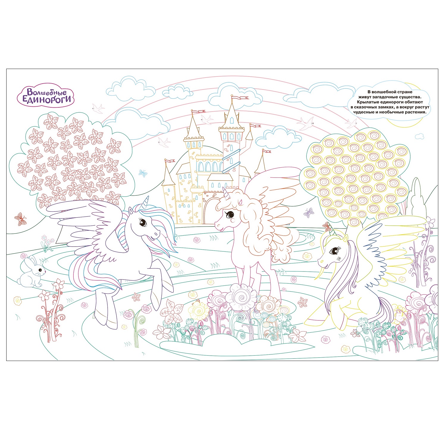 Мега-раскраска с цветной подсказкой Волшебные Единороги N МРП 2208 - фото 2