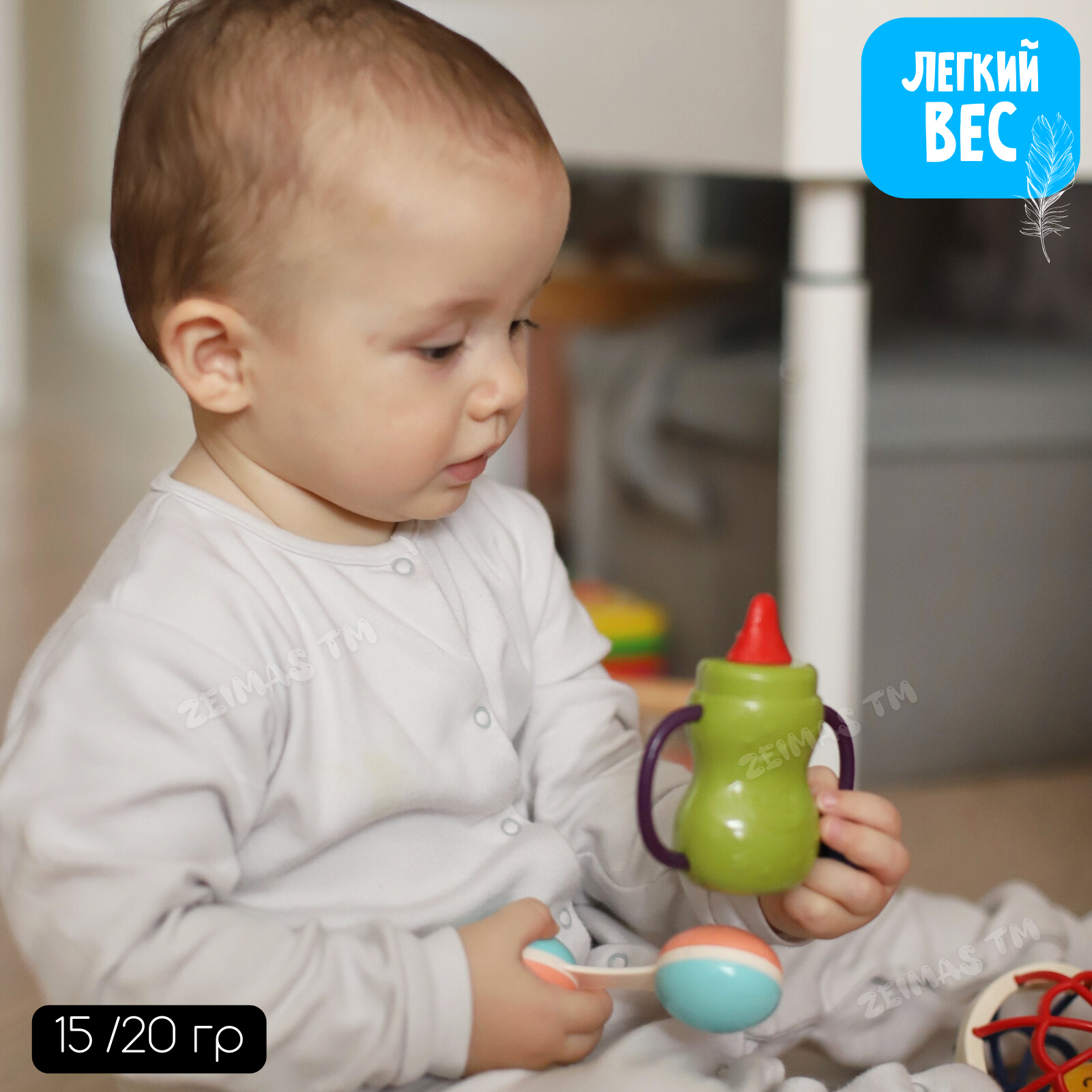 Погремушка и прорезыватель Zeimas развивающие игрушки для новорожденного 0+ в кейсе 16 шт монтессори - фото 11