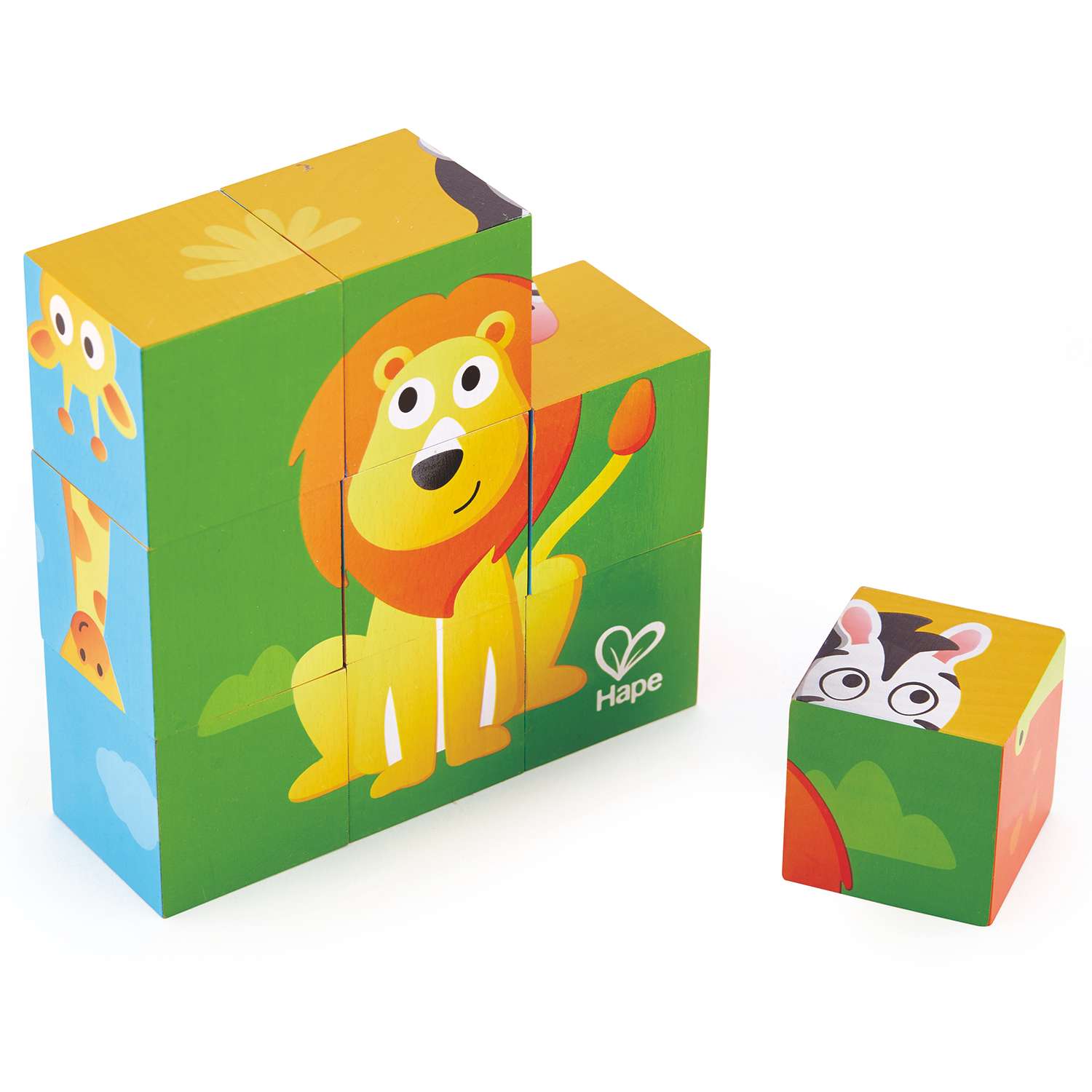 Детские деревянные кубики HAPE Джунгли 6 вариантов картинок - фото 6