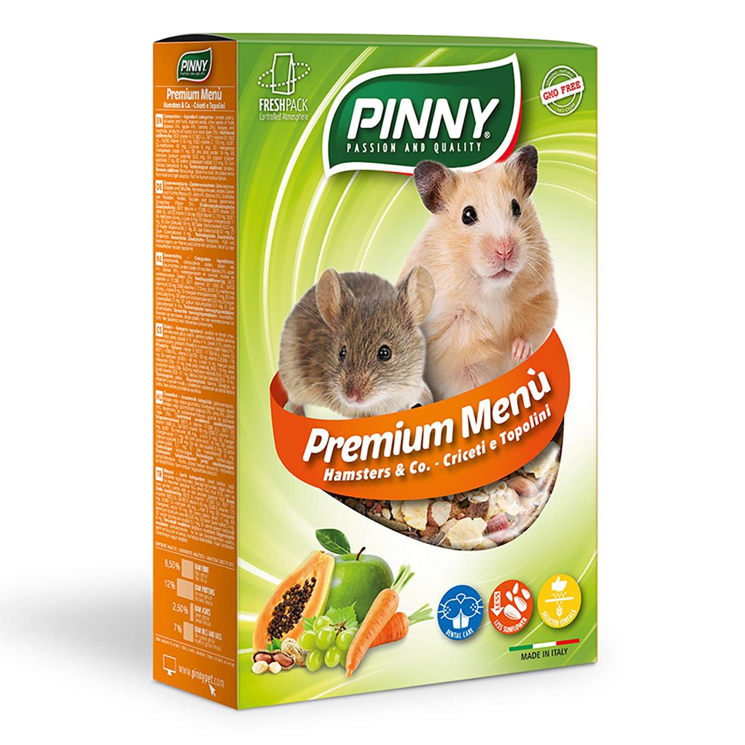 Корм для хомяков и мышей PINNY 0.3кг Premium Menu Hamster с фруктами - фото 1