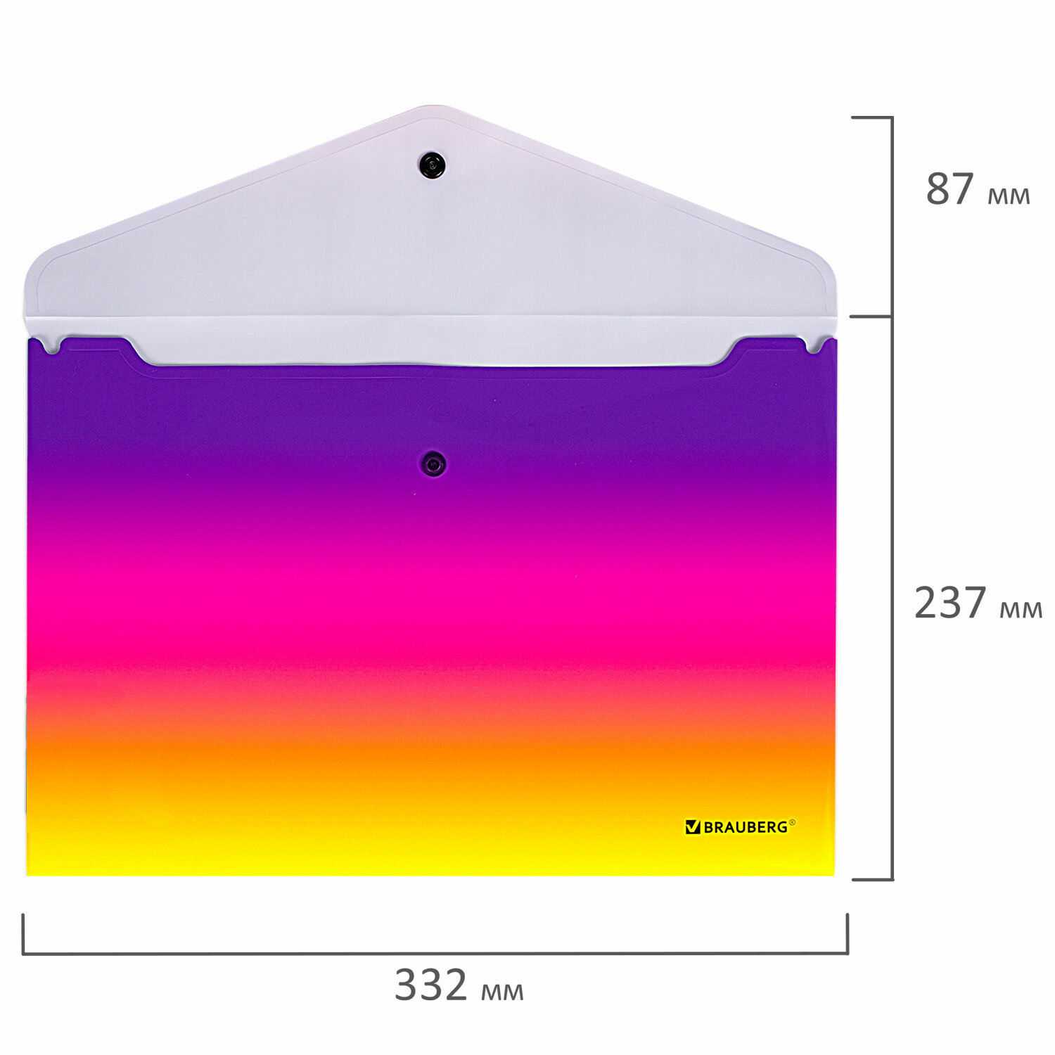 Папка конверт Brauberg для документов тетрадей бумаг А4 на кнопке набор 6 штук - фото 6