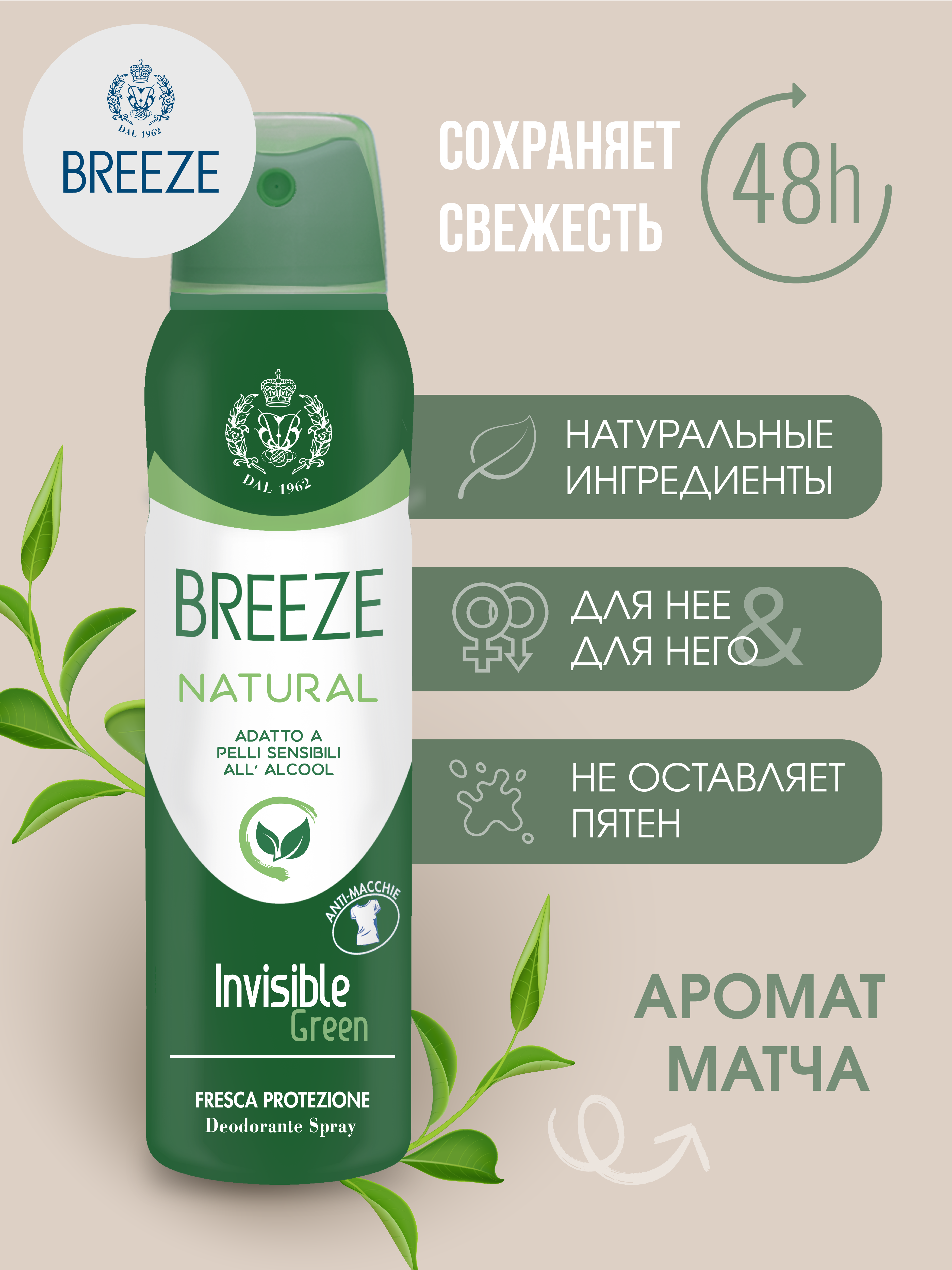 Дезодорант для тела BREEZE в аэрозольной упаковке 150мл - фото 1