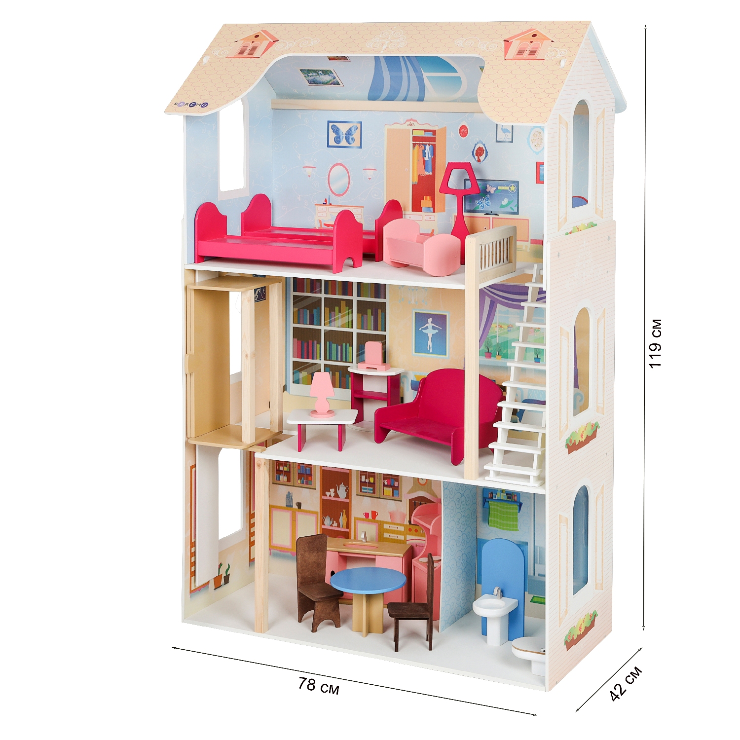 Кукольный домик Paremo Грация с мебелью 17 предметов PD315-03 - фото 9