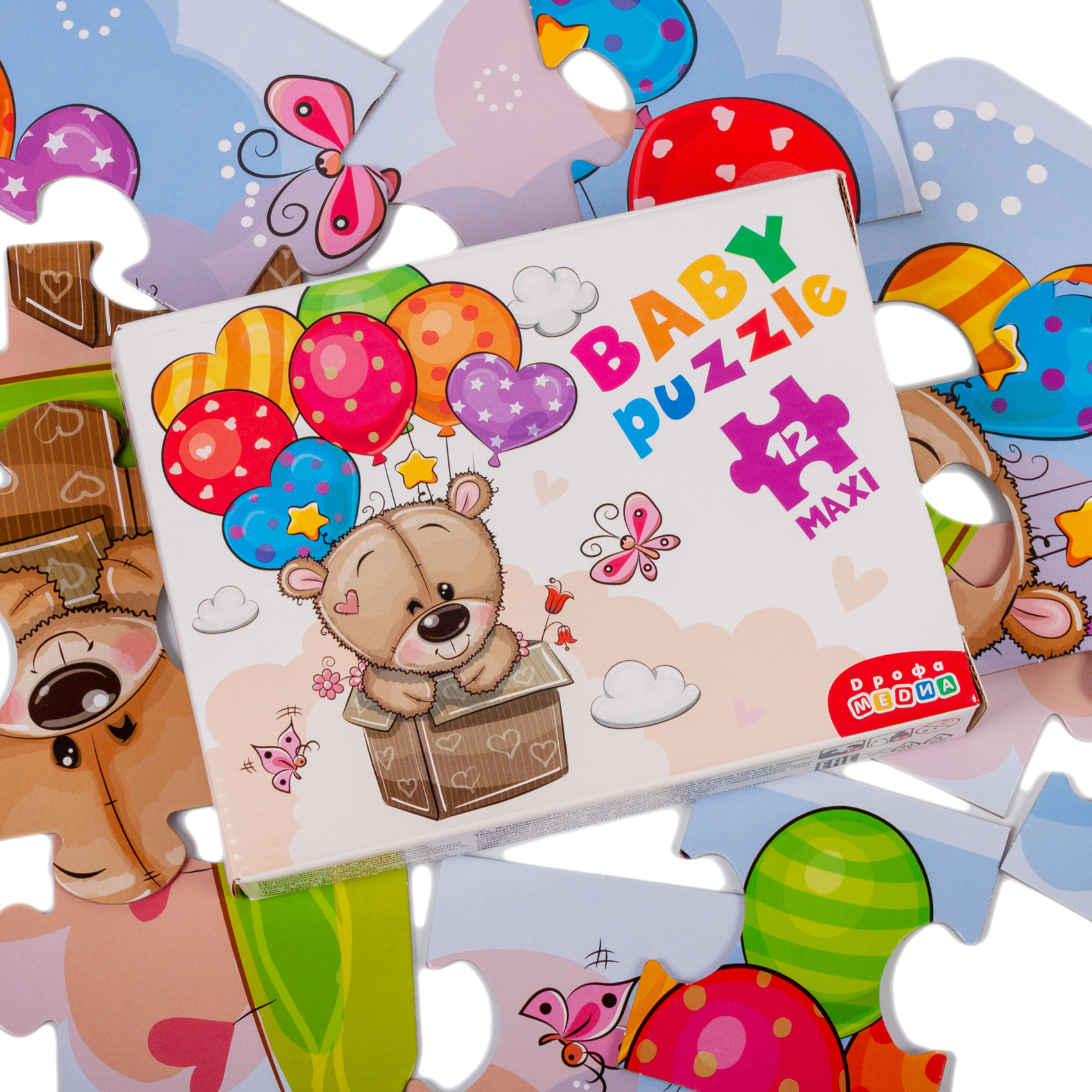 Пазл Дрофа-Медиа Baby Puzzle Мишка и воздушные шары из 12 элементов 3844 - фото 3