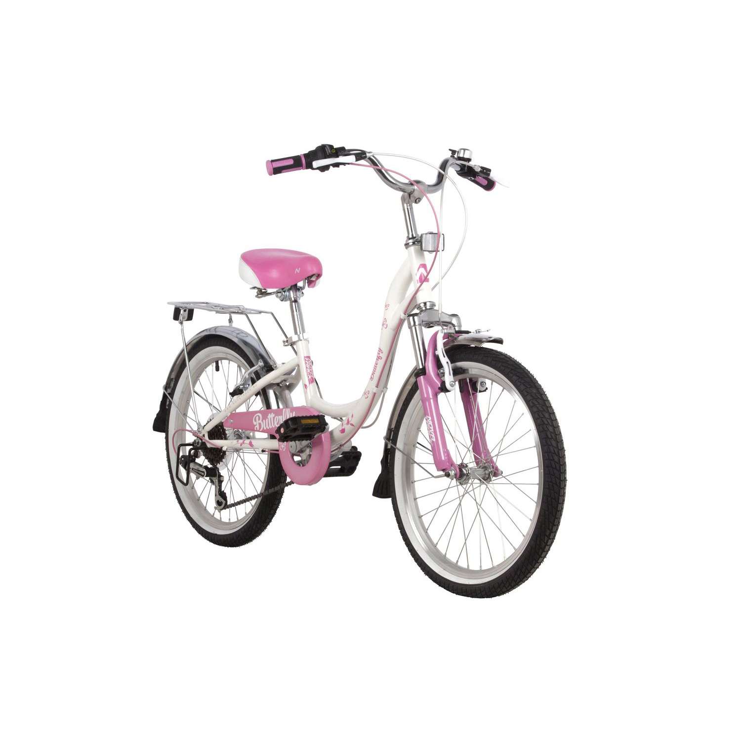 Велосипед 20 бело-розовый. NOVATRACK BUTTERFLY - фото 2