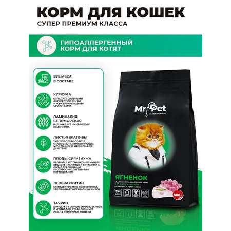 Сухой корм для кошек Mr.Pet Hypoallergenic 0.4 кг ягненок (для беременных и кормящих, полнорационный)