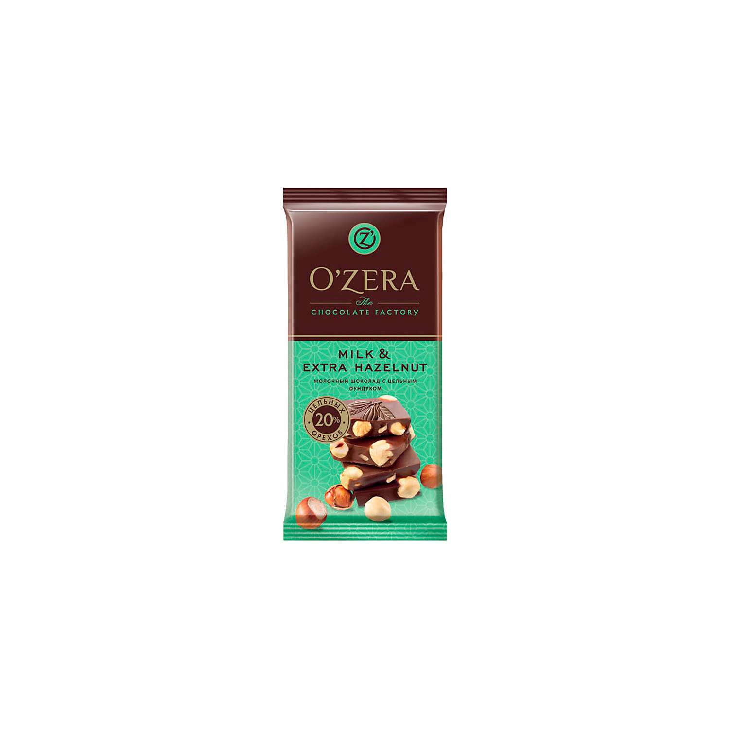 Шоколад OZera молочный с цельным фундуком Milk Extra Hazelnut 90 г 5 шт - фото 1