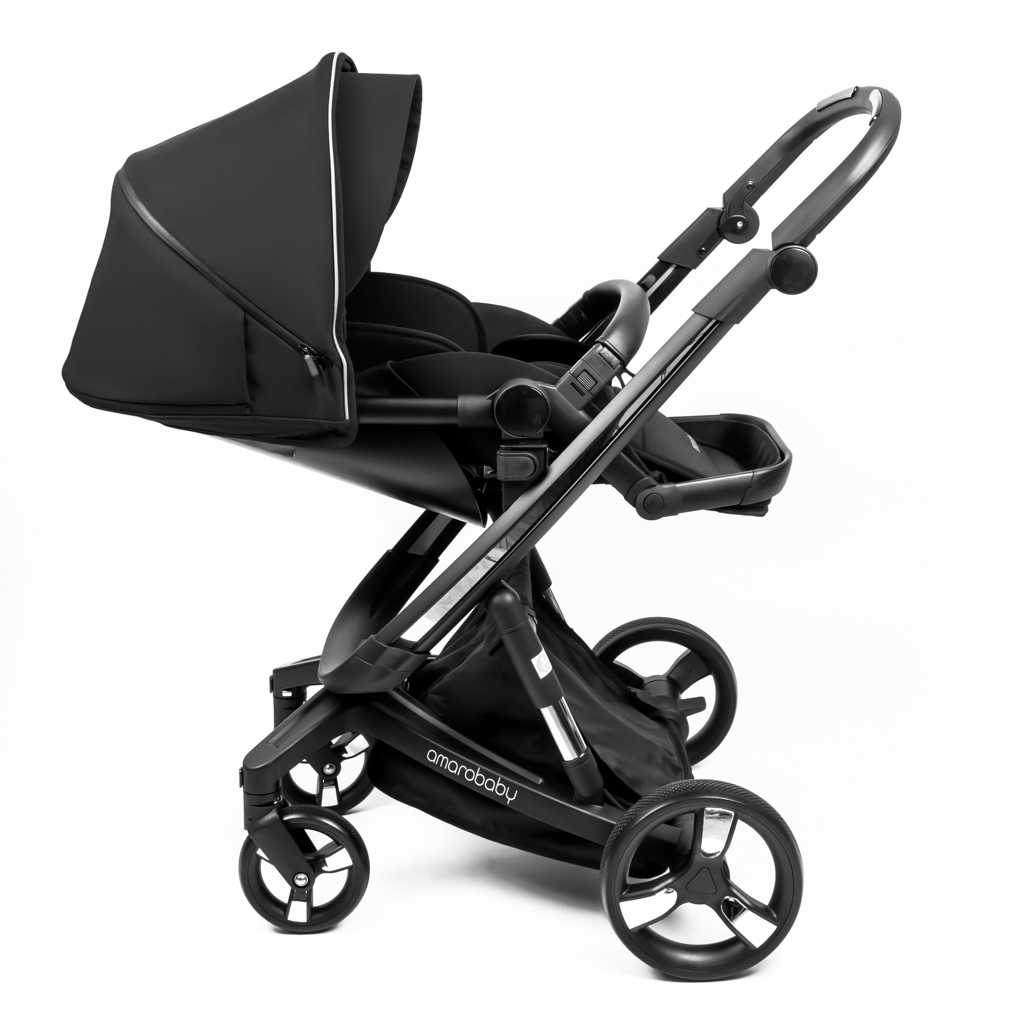 Коляска детская 2 в 1 AmaroBaby TUTUM с AUTO BRAKE черный - фото 27