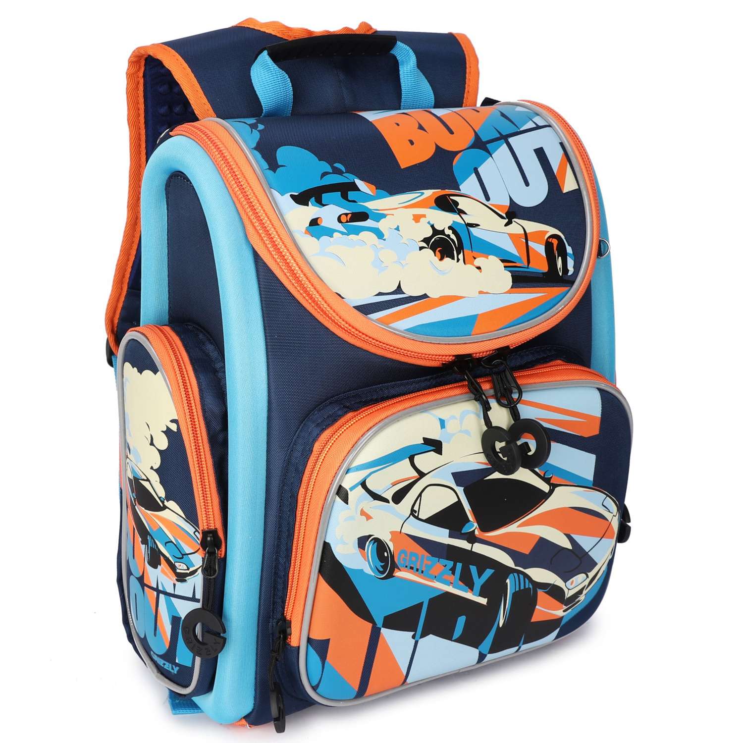 Рюкзак школьный Grizzly Авто Темно-синий-Голубой RA-970-3/1 - фото 2