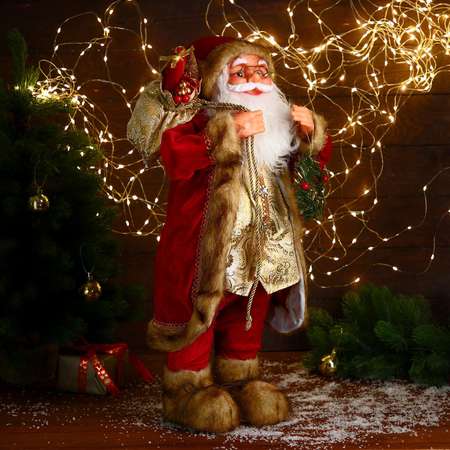 Дед мороз Зимнее волшебство «В золотом кафтане с венком» 30х60 см