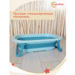 Складная ванночка для купания LaLa-Kids с термометром и матрасиком в комплекте лазурно-голубой