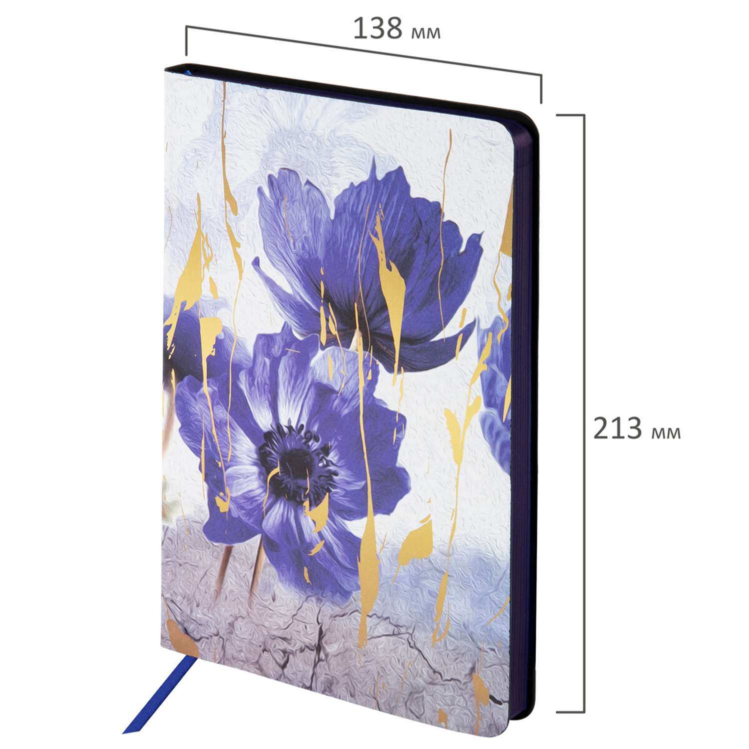 Ежедневник Brauberg недатированный А5 под кожу гибкий 136 листов Blue flowers - фото 3