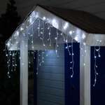 Гирлянда Luazon «Бахрома» IP44 УМС белая нить 160 LED свечение белое мерцание белым 220 В