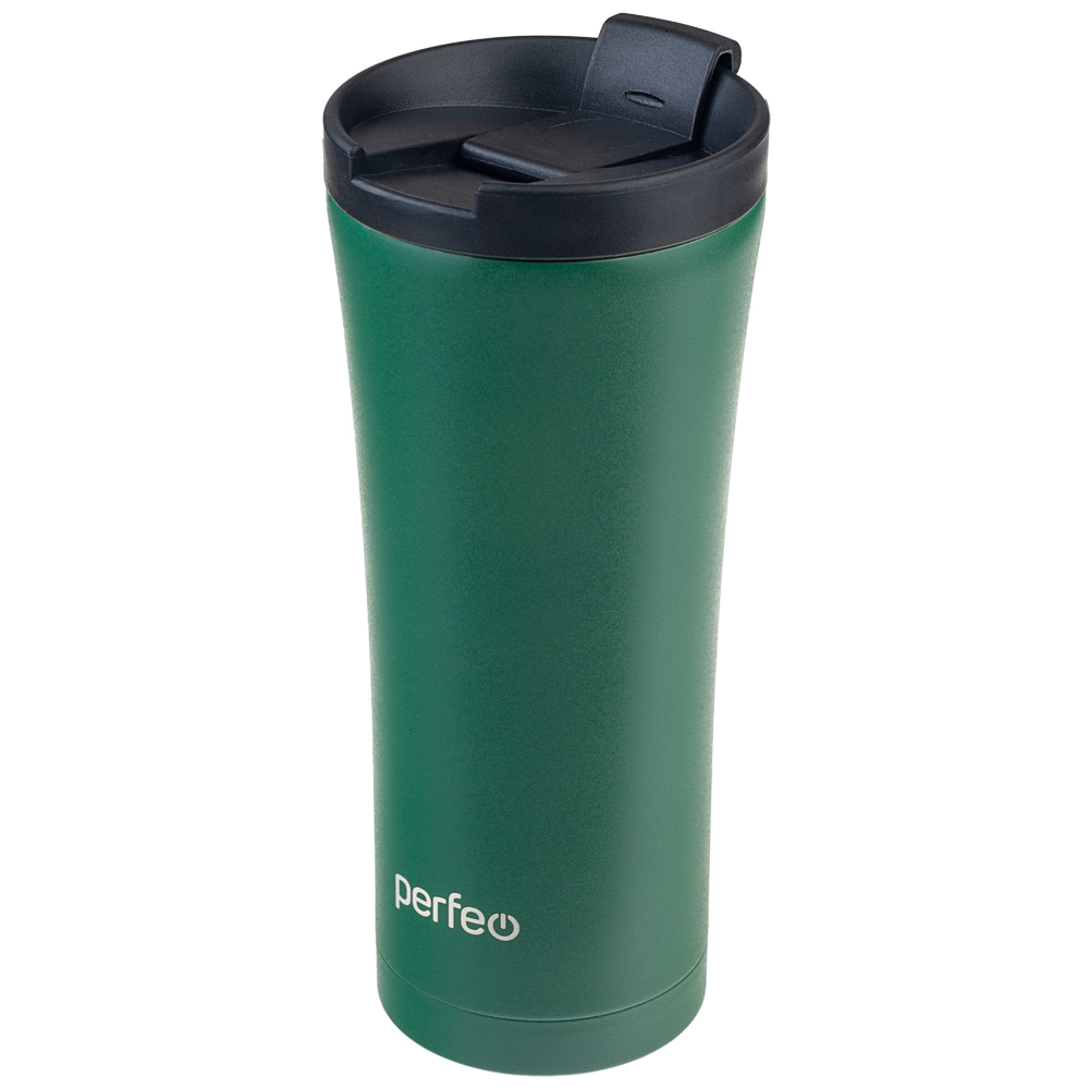 Термокружка Perfeo для напитков с крышкой-поилкой 500 мл темно-зеленый - фото 1