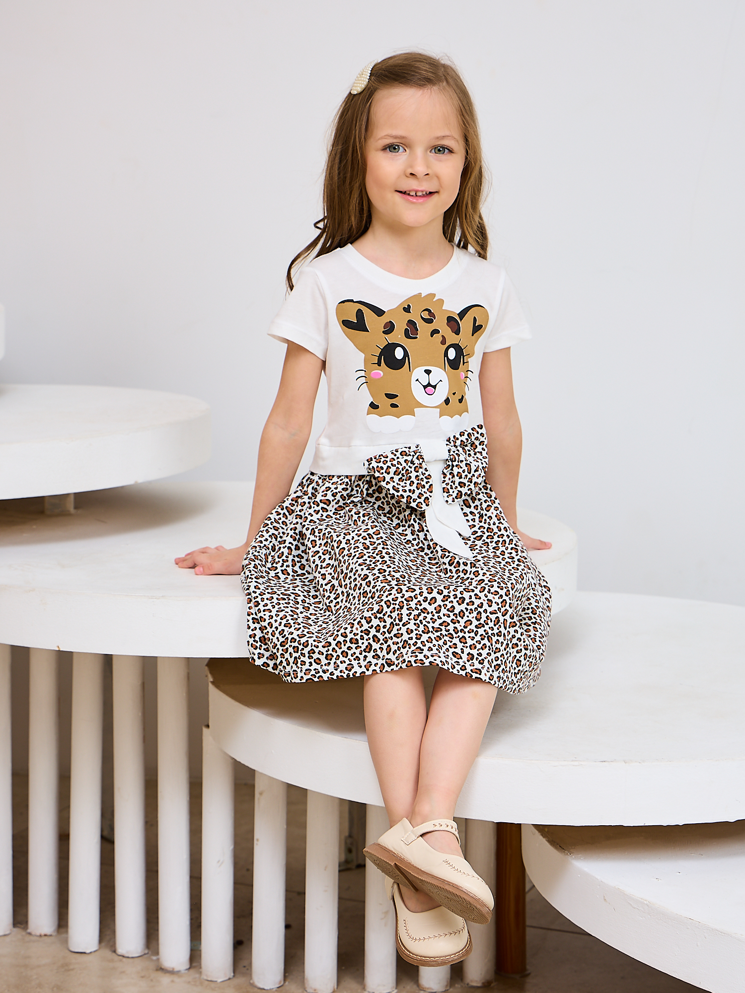 Платье Mil Art kids 1902201546DRESS-LEOPARD-WHITE - фото 4