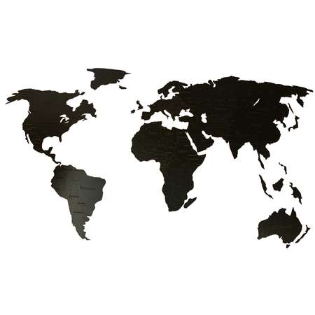 Карта мира настенная Afi Design деревянная с гравировкой 150х80 см Countries Rus черная