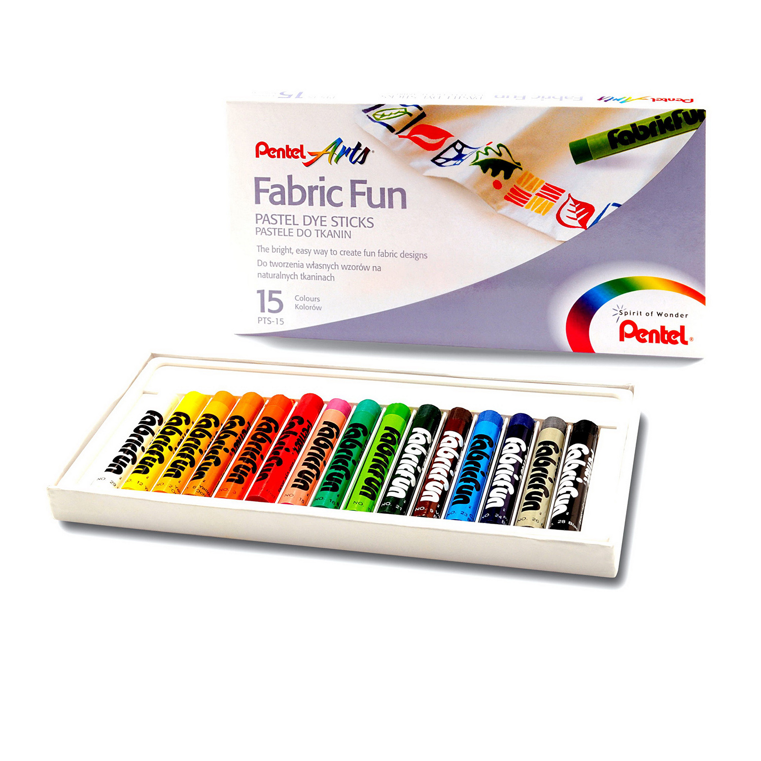 Пастель Pentel для ткани FabricFun Pastels 15 штук - фото 1