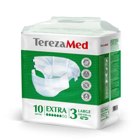 Подгузники TerezaMed впитывающие на липучках Extra Large №3 100-150 см 10 шт