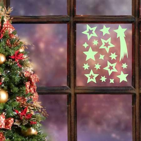 Наклейки Sima-Land на окна «Новогодние» звезды 28 х 19 см