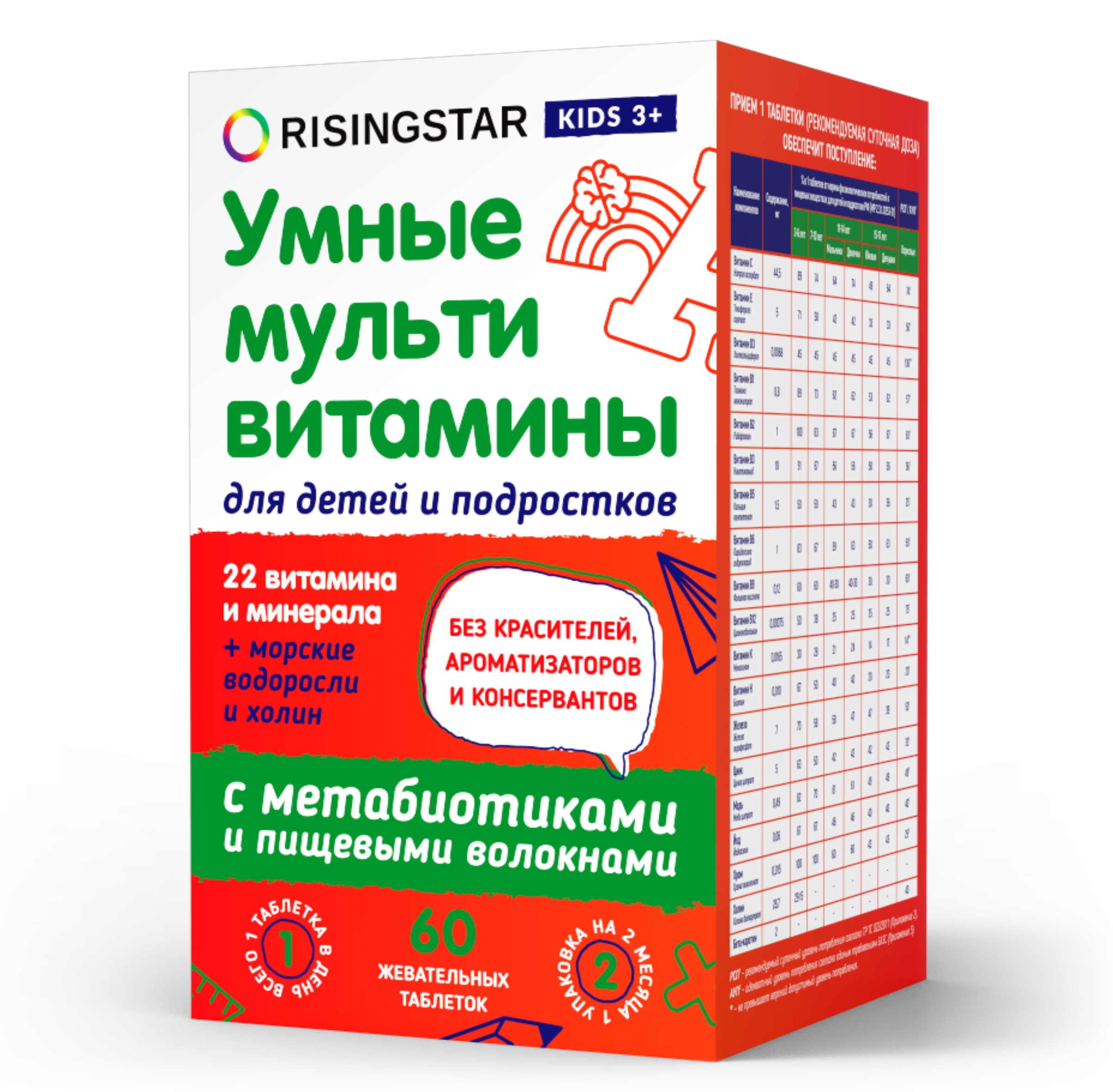 Биологически активная добавка Risingstar Умные мультивитамины детские 60таблеток - фото 3