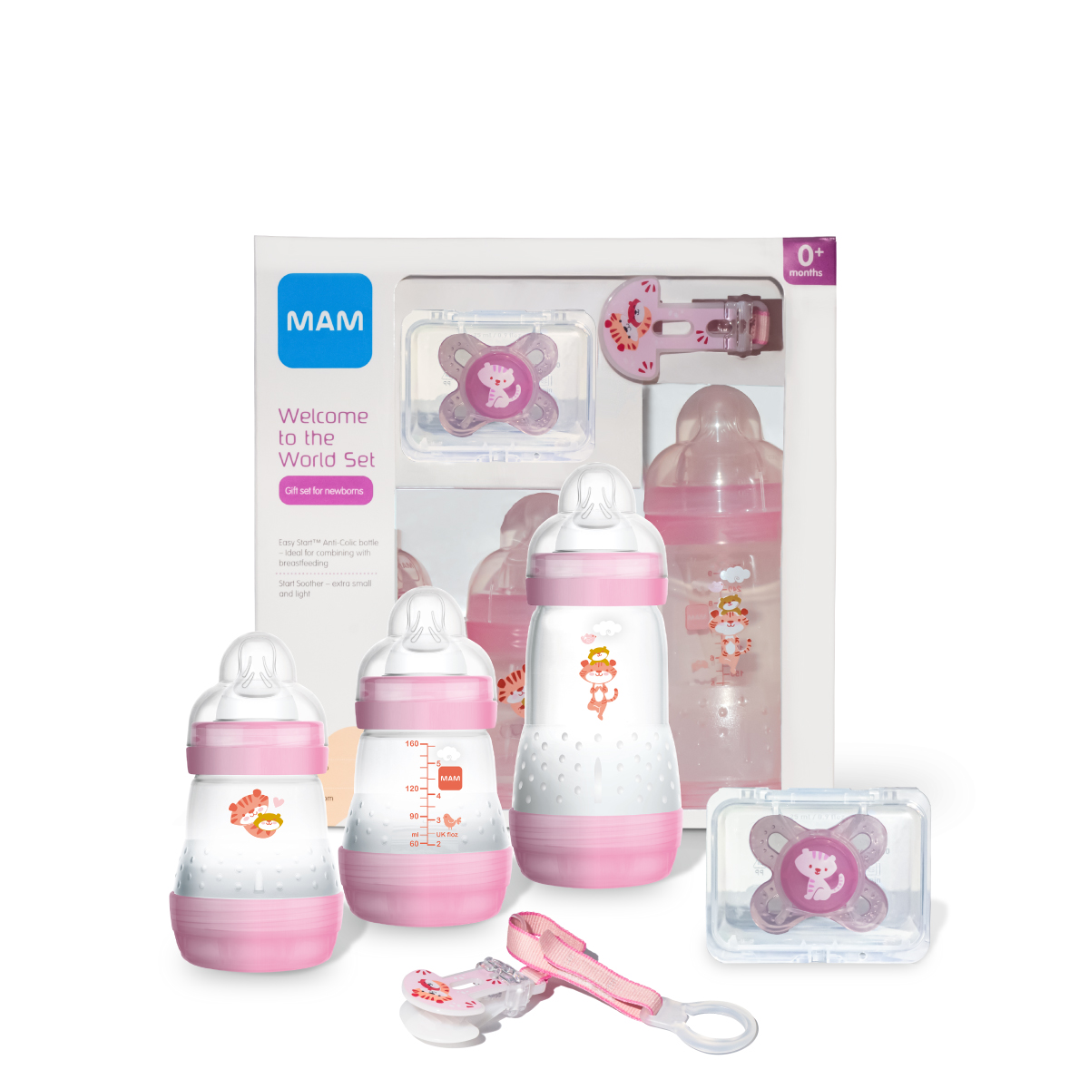 Набор бутылочек MAM Welcome to the world Giftset для новорожденных розовый 0+ - фото 1