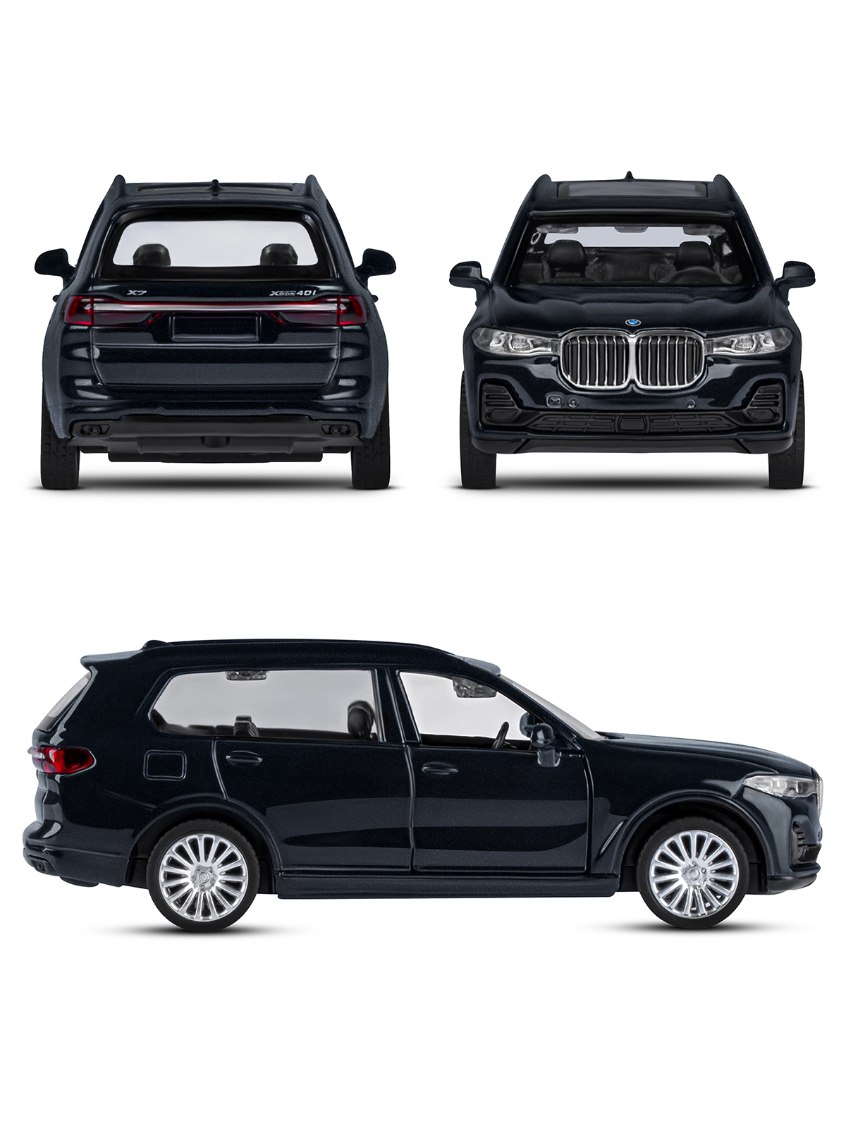 Внедорожник АВТОпанорама BMW X7 1:44 черный JB1251256 - фото 4