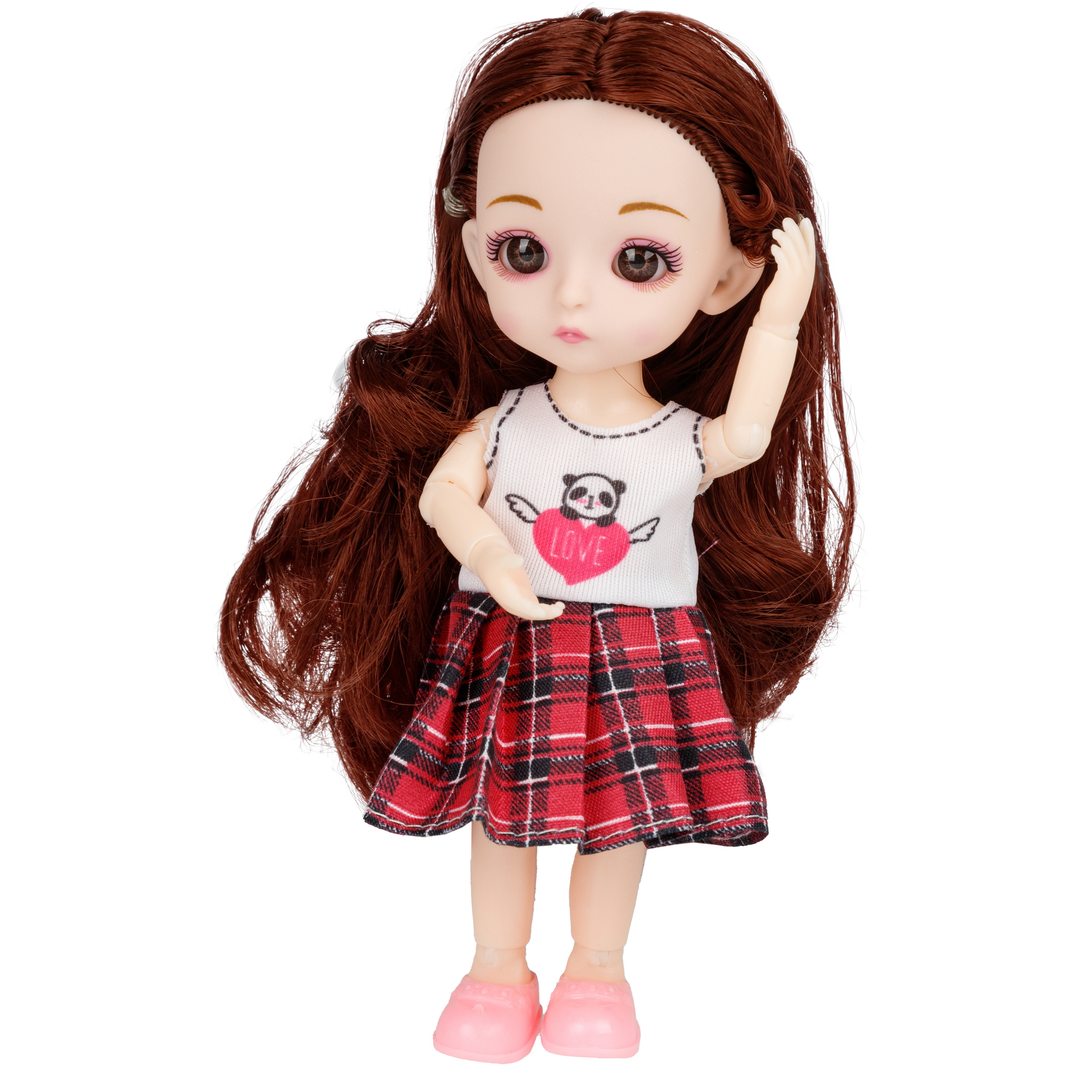 Кукла шарнирная 15 см 1TOY Alisa Kawaii mini с расчёской длинные темные волосы Т24348 - фото 9