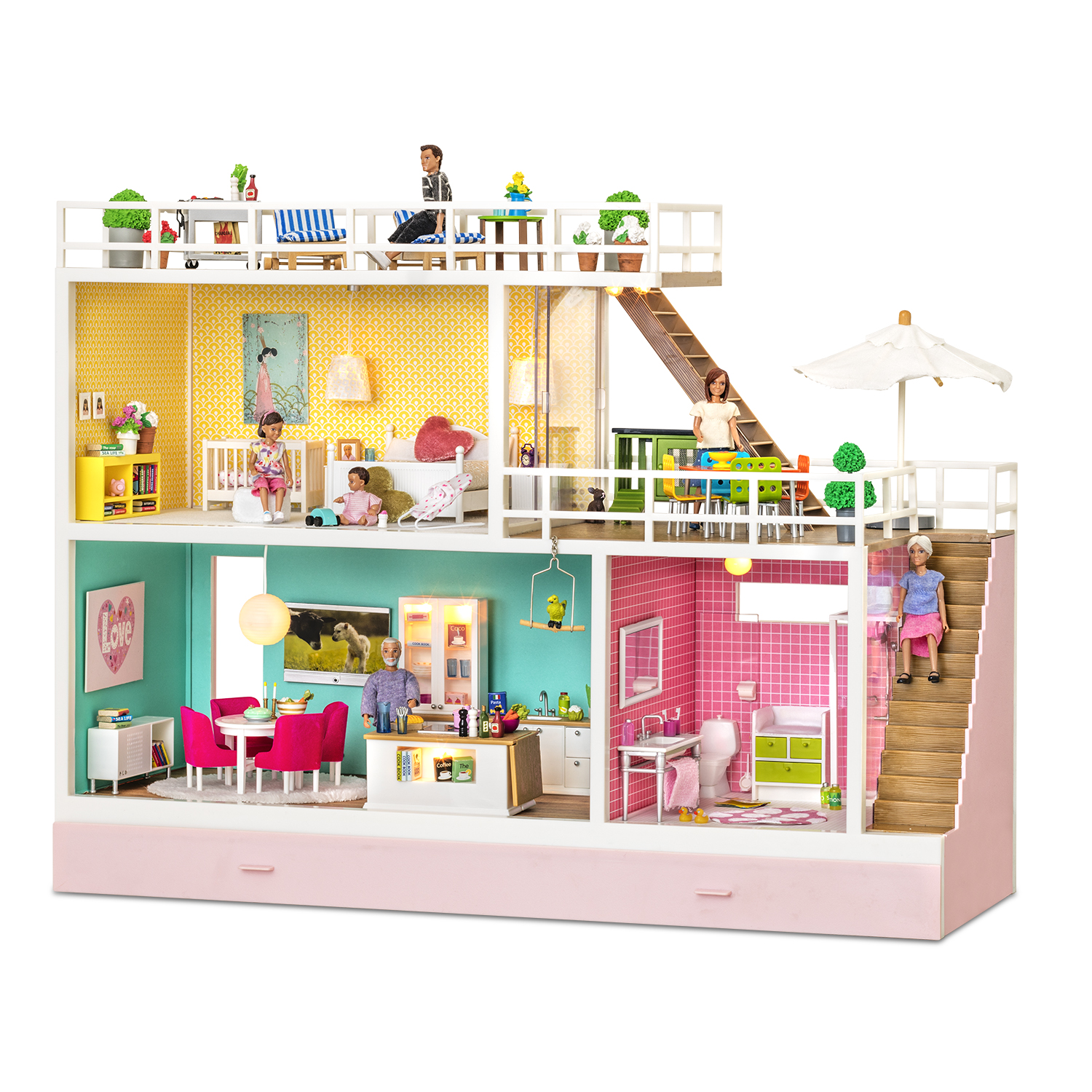 Кукольный домик с освещением Lundby Стокгольм с бассейном LB_60903200