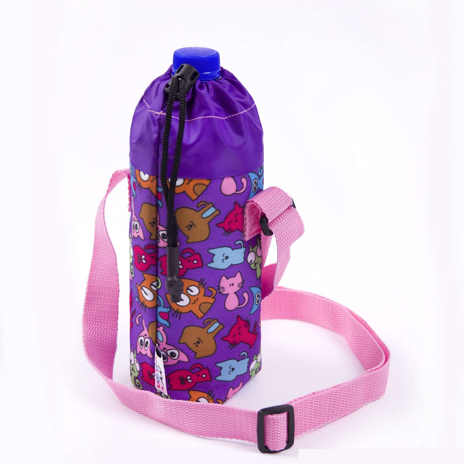 Детская сумка для бутылки Belon familia принт кошки фиолетовый - фото 2