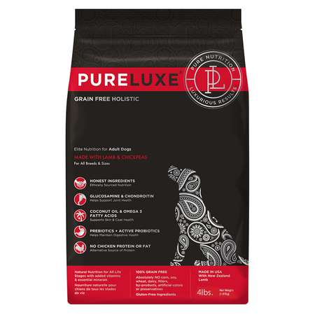 Корм для собак Pureluxe с ягненком и нутом 1.81кг