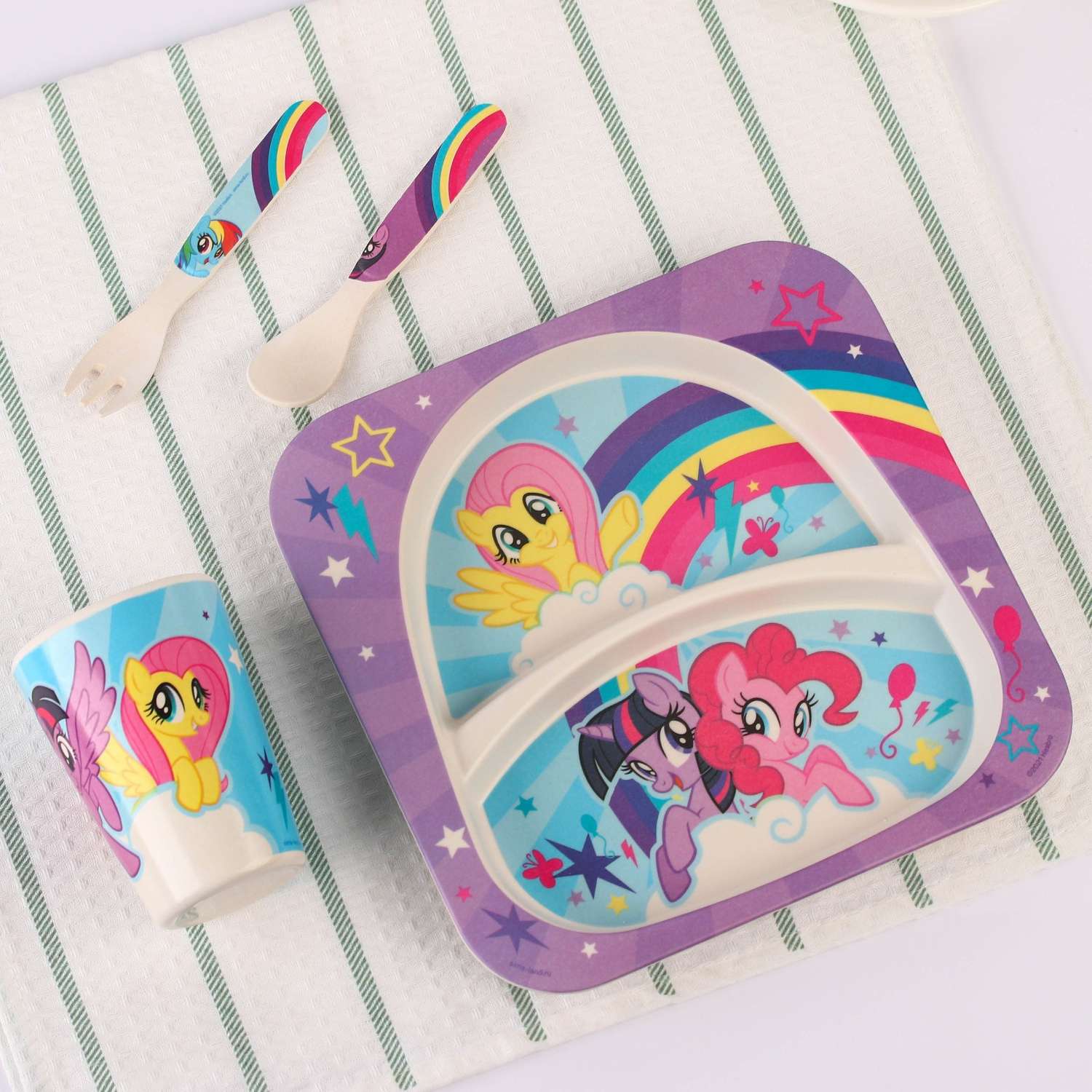 Набор детской посуды Hasbro бамбуковой 4 предмета фиолетовый My Little Pony в пакете - фото 4